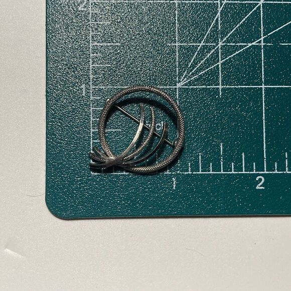 Vintage Sterling Silver 925 Modernist Round Textured Brooch Minimalist MCM - Picture 3 of 11